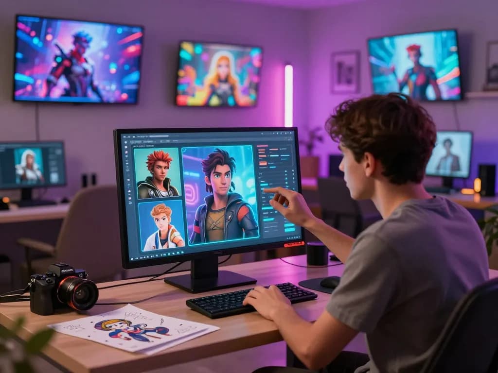 Engaging scene of user customizing NSFW AI characters on a touchscreen, showcasing the innovative world of ai nsfw interactions.