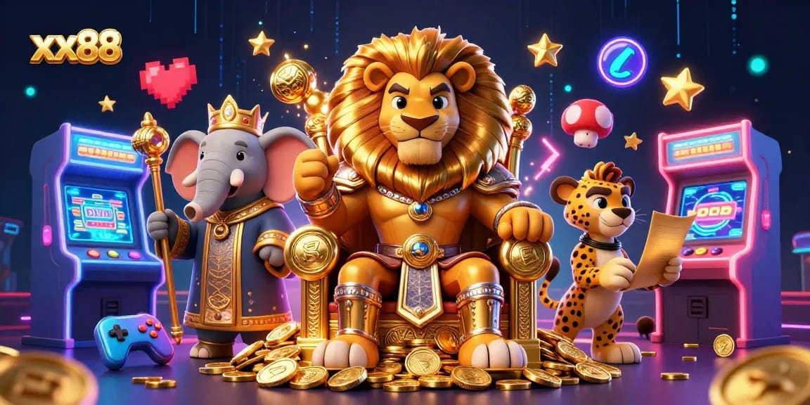 Experience the excitement of winning big with xx88's captivating casino games in this vibrant 3D illustration.