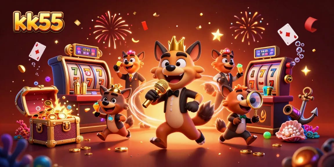 Experience the vibrant casino atmosphere at kk55 with lively hyena characters in action.