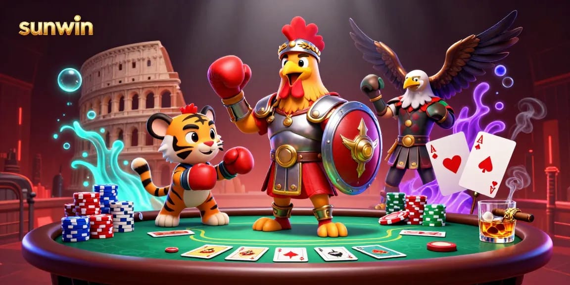 Experience thrilling sunwin moments with a vibrant poker scene featuring unique characters.