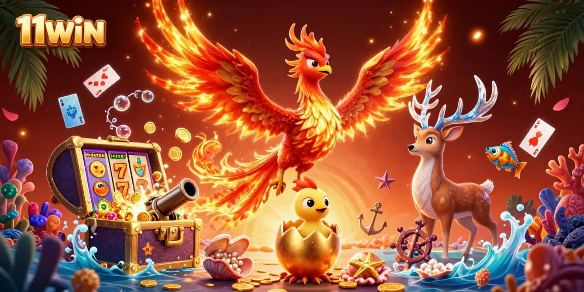 Experience excitement with 11WIN’s dynamic slots featuring phoenix characters and treasures.