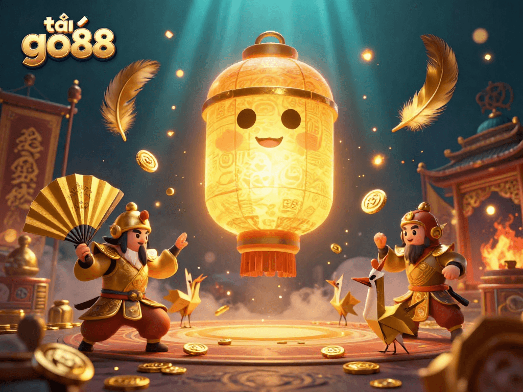 Experience gaming magic with tải go88 featuring a glowing lantern spirit and dynamic casino elements.