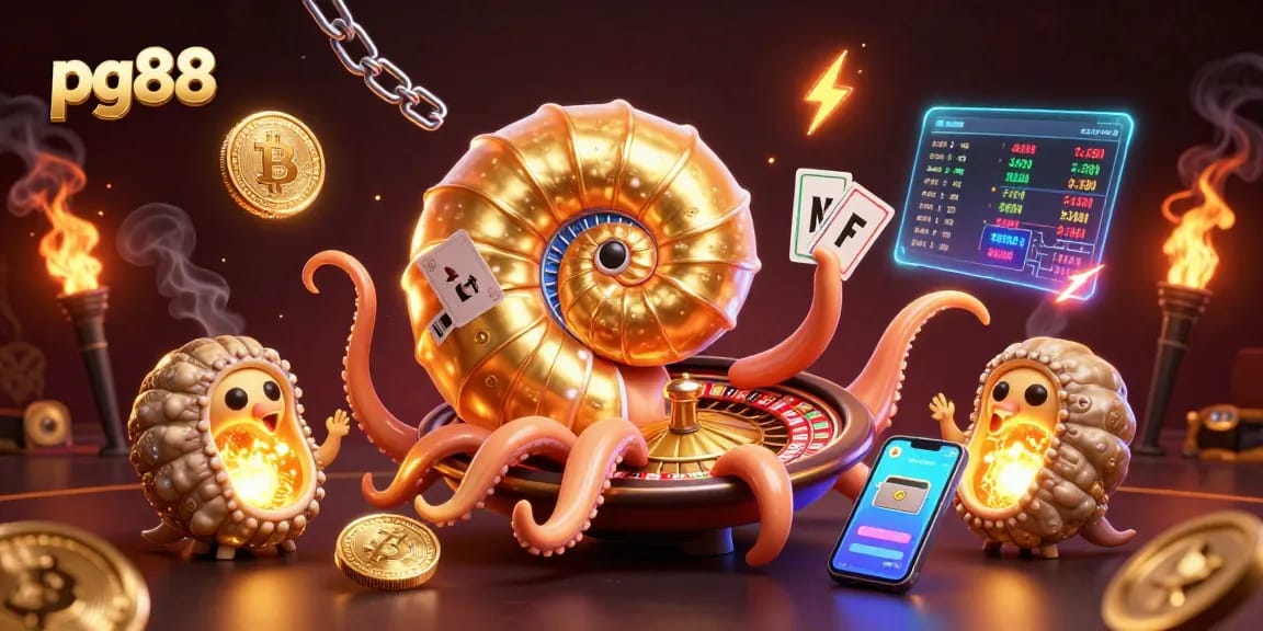Engage in thrilling gameplay at pg88 with a dynamic nautilus-themed casino illustration.