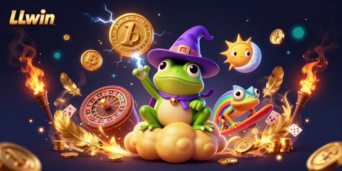 Experience the thrill of LLwin's casino magic with vibrant wizards and golden treasures.