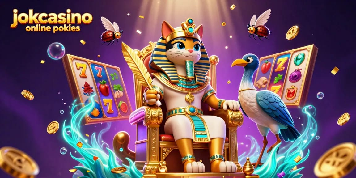 Engage with jokacasino online pokies in a vibrant 3D illustration showcasing thrilling slot elements.