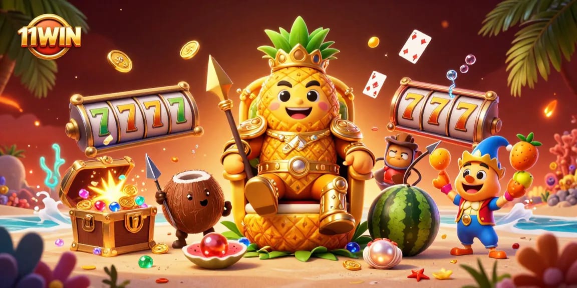 Spin to win with 11WIN's vibrant casino illustration, showcasing jackpot excitement.