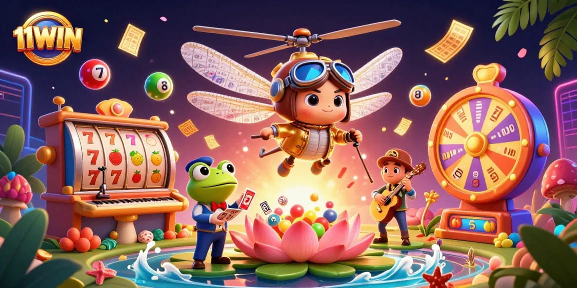 Experience thrilling gameplay at 11WIN with colorful casino elements and vibrant characters.