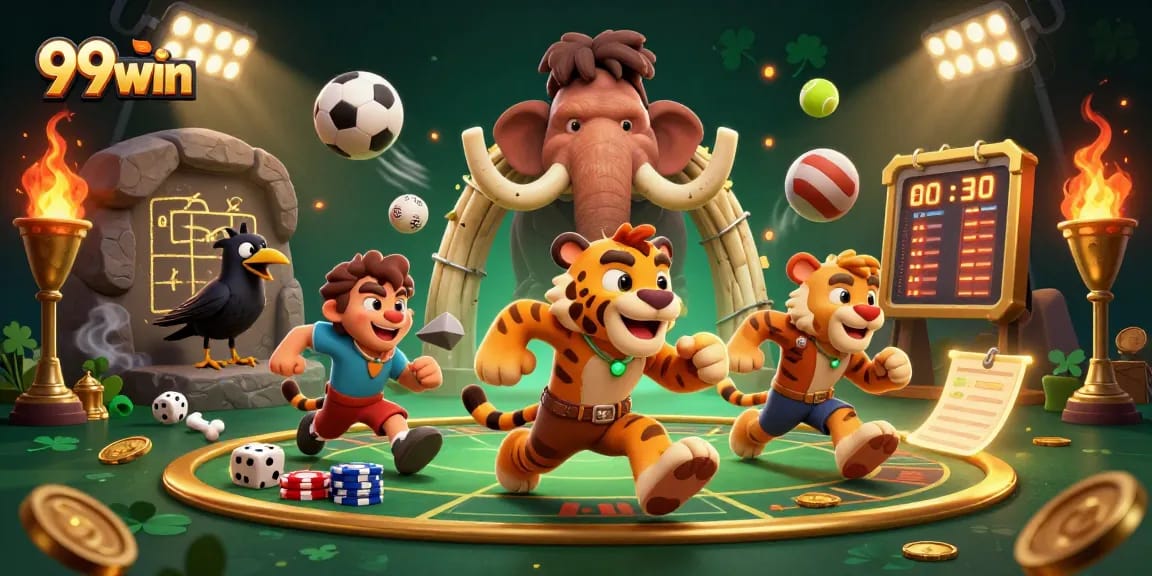 Experience thrilling gameplay at 99win’s prehistoric casino with vibrant characters and exciting gaming elements.