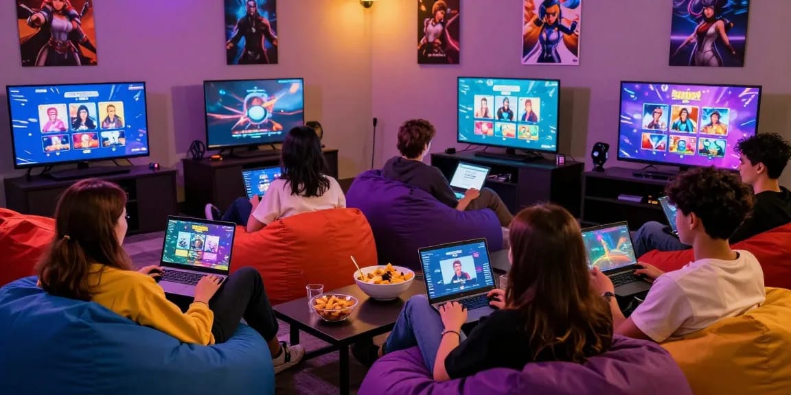 Experience sex games online with friends in a vibrant gaming lounge