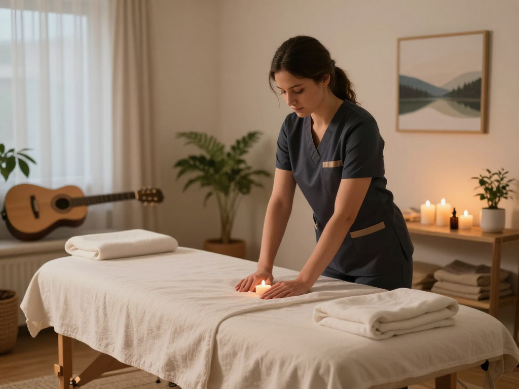안산출장마사지 professional setup in a calming home environment for a soothing experience.