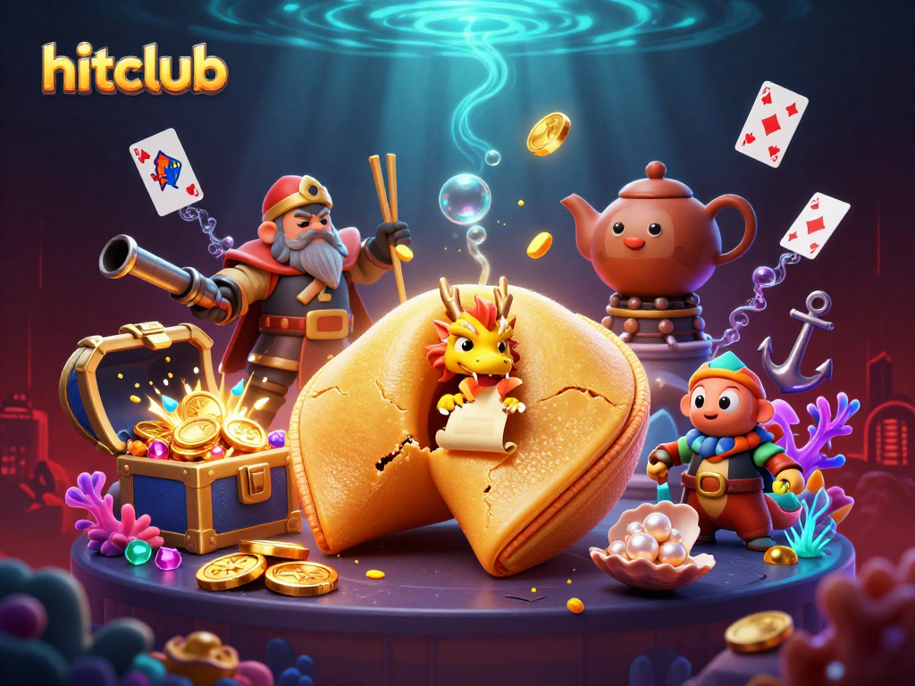 Engage with dynamic hitclub action featuring a golden fortune cookie and wise dragon in a vibrant casino scene.