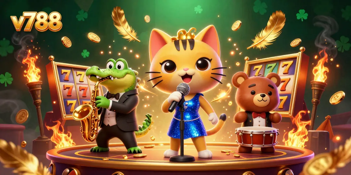 Engage wildly with v788's thrilling slot games featuring cartoon characters on stage.