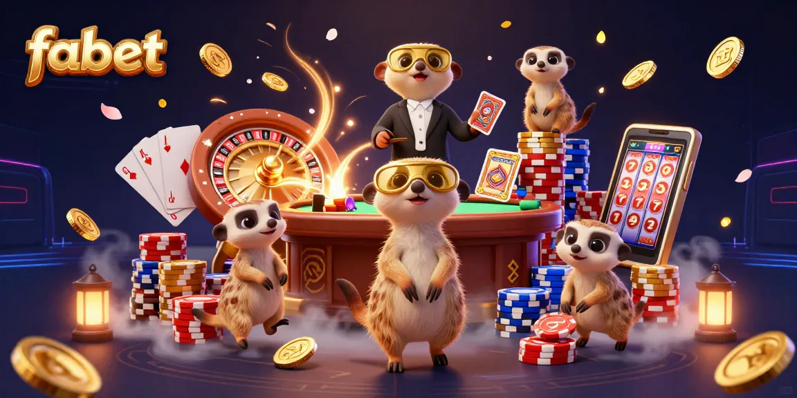 Experience the excitement of fabet through a lively meerkat casino scene brimming with action.