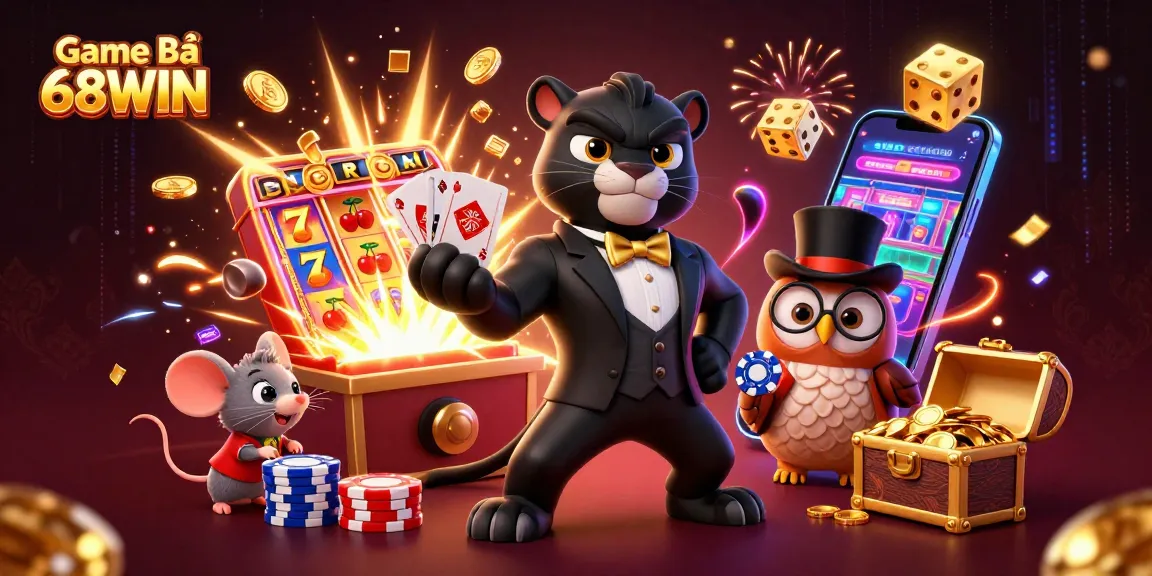 Experience excitement with Game Bài 68WIN as characters engage in thrilling card games.