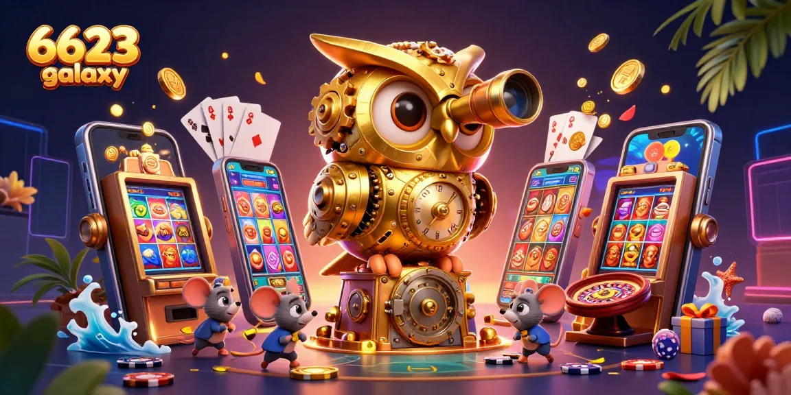 Experience thrilling action at 6623 galaxy with a vibrant casino scene featuring charming characters.