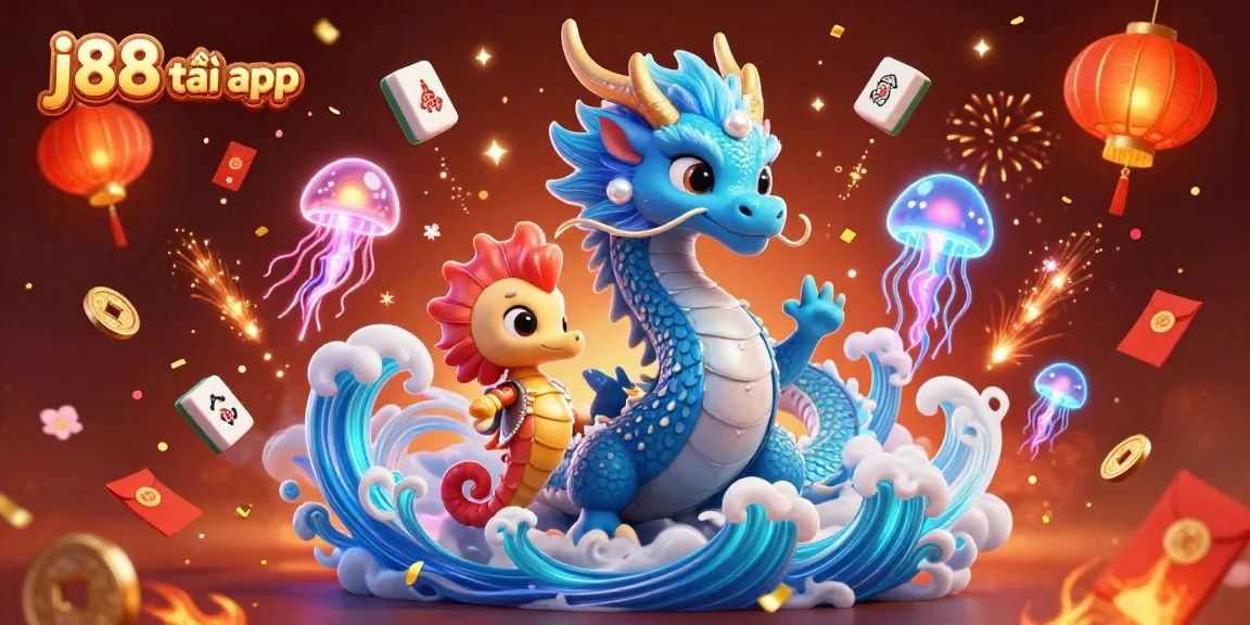 Immerse yourself in the j88 tải app experience with vibrant casino-themed visuals and enchanting dragon characters.